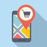 Lugar, colocar fazer compras localizador ícone plano . Móvel aplicativo vetor