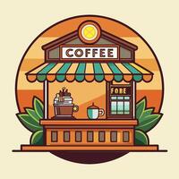 logotipo vintage café fazer compras plano ilustração emblema Projeto para seu logotipo comunidade vetor