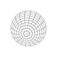 3d esfera wireframe. órbita modelo, esférico forma, quadriculado bola. terra globo figura com longitude e latitude, paralelo e meridiano linhas isolado em branco fundo. vetor