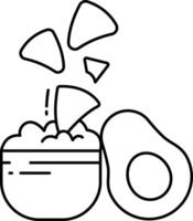 nachos com abacate mergulho esboço ilustração vetor