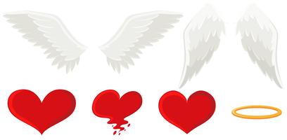 Asas de anjo e coração vetor