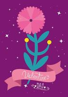 cartão de dia dos namorados com fita e flor vetor