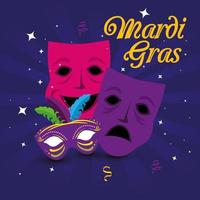 mardi gras máscaras desenho vetorial de penas vetor