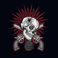 sinal gótico com crânio, camisetas com design vintage grunge vetor