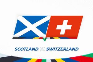 Escócia vs Suíça dentro futebol concorrência, grupo uma. versus ícone em futebol fundo. vetor