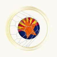 Arizona pontuação meta, abstrato futebol símbolo com ilustração do Arizona bola dentro futebol líquido. vetor