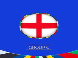 Inglaterra bandeira para 2024 europeu futebol torneio, nacional equipe placa. vetor