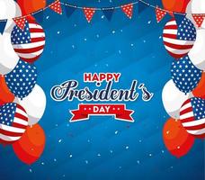 balões de desenho vetorial do feliz dia dos presidentes dos EUA vetor