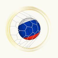 Rússia pontuação meta, abstrato futebol símbolo com ilustração do Rússia bola dentro futebol líquido. vetor