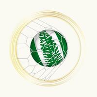 Norfolk ilha pontuação meta, abstrato futebol símbolo com ilustração do Norfolk ilha bola dentro futebol líquido. vetor