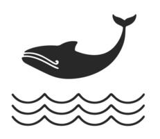 estilizado baleia com oceano ondas vetor