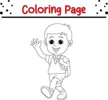 estudante acenando coloração página para crianças. Preto e branco ilustração para coloração livro vetor