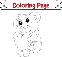 fofa pequeno Urso segurando coração amor coloração livro página para crianças. vetor