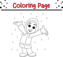 Garoto vestindo capa de chuva coloração livro página para crianças. vetor