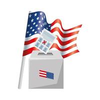 projeto de vetor de papel e caixa de voto dos EUA isolado