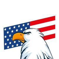 desenho de vetor de águia e bandeira dos EUA isolado