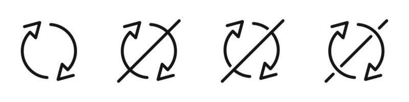 rotação seta ícone definir. refrescar Setas; flechas. círculo Setas; flechas girando. atualizar, recarregar, reciclar, placa coleção. vetor