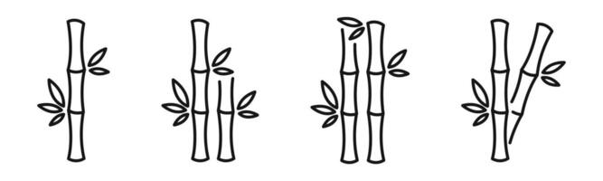 bambu plantar silhuetas. bambu ícone definir. eps 10 vetor