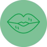lábios verde linha círculo ícone Projeto vetor