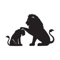 leão silhueta - uma leão família ilustração em uma branco fundo vetor