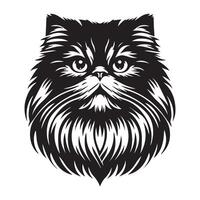 maine coon gato - uma majestoso persa gato ilustração dentro Preto e branco vetor