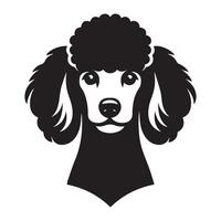 poodle cachorro - uma vigilante poodle cachorro face ilustração dentro Preto e branco vetor