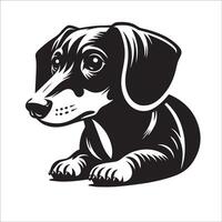 dachshund cachorro - uma dachshund cachorro protetora face ilustração dentro Preto e branco vetor