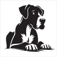 ótimo dinamarquês cachorro - uma ótimo dinamarquês protetora face ilustração dentro Preto e branco vetor