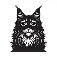 gato clipart - curioso maine coon gato face ilustração em uma branco vetor