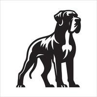 ilustração do uma ótimo dinamarquês cachorro em pé dentro Preto e branco vetor