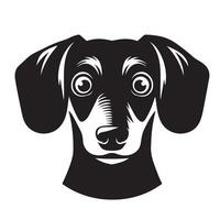 dachshund cachorro - uma dachshund cachorro temeroso face ilustração dentro Preto e branco vetor