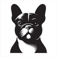 francês buldogue - uma resoluto francês buldogue face ilustração dentro Preto e branco vetor