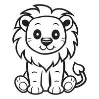 leão esboço Projeto - uma leão bebê ilustração dentro Preto e branco vetor