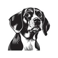 beagle cachorro logotipo - uma pernicioso beagle cachorro face ilustração dentro Preto e branco vetor