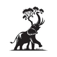 elefante - a elefante colecionar frutas ilustração dentro Preto e branco vetor