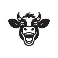 touro face arte - uma alegre vaca face ilustração em uma branco fundo vetor