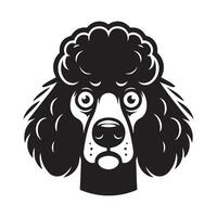 poodle cachorro logotipo - uma ansioso poodle cachorro face ilustração dentro Preto e branco vetor