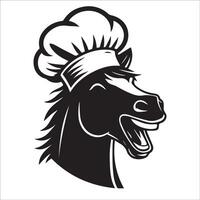 cavalo face - chefe de cozinha cavalo face ilustração logotipo conceito vetor