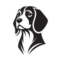beagle cachorro - uma digno beagle cachorro face ilustração dentro Preto e branco vetor