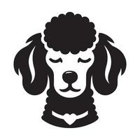 poodle cachorro logotipo - uma sonolento poodle cachorro face ilustração dentro Preto e branco vetor