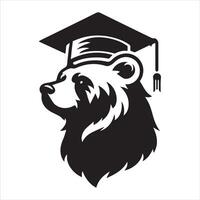 Urso face arte - uma graduação Urso com a acadêmico boné logotipo conceito vetor