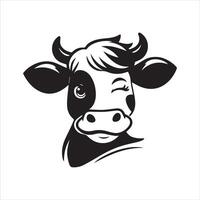 touro - uma provocante vaca cabeça ilustração dentro Preto e branco vetor