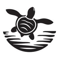 tartaruga - uma tartaruga flutuando em água dentro Preto e branco vetor