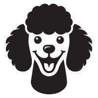 poodle cachorro logotipo - uma alegre poodle cachorro face ilustração dentro Preto e branco vetor