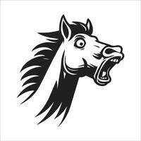 cavalo face - assustado cavalo face ilustração logotipo conceito vetor