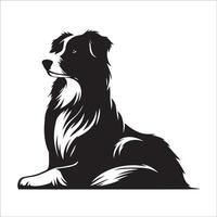 australiano pastor cachorro - a australiano pastor cachorro digno face ilustração dentro Preto e branco vetor
