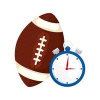 cronômetro com ícone de bola de futebol americano isolado vetor