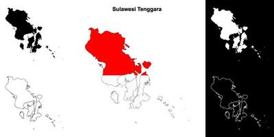 sulawesi Tenggara província esboço mapa conjunto vetor