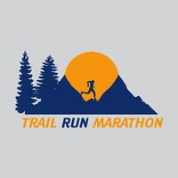 trilha corre maratona logotipo gráfico ilustração em fundo vetor