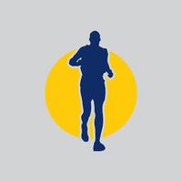 trilha corre maratona logotipo gráfico ilustração em fundo vetor